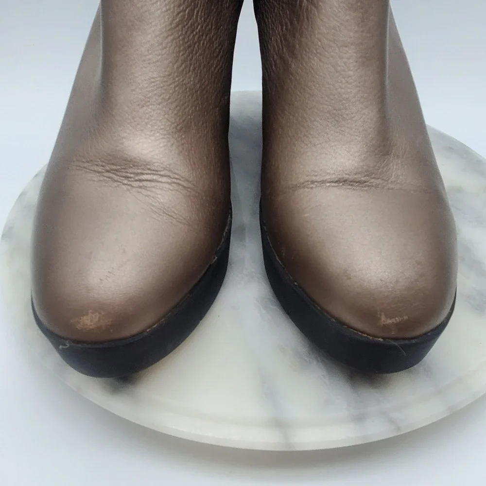 Sudini Danica Women's Wedge Chelsea Platform Bootie Size 9 Metallic Gray‎ Tan